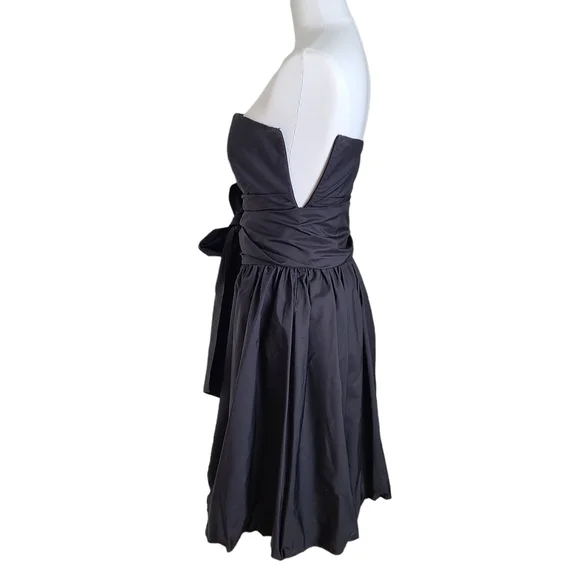 BCBGMaxAzria Silk Taffeta Strapless Bubble Dress Tie Waist Bow 0 - Picture 4 of 14